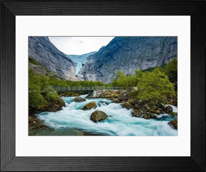 Framed Print : Briksdalsbreen is a glacier arm of Jostedalsbreen, and a lake, Briksdalsbre, Norway Framed Print : Briksdalsbreen is a glacier arm of Jostedalsbreen, and a lake, Briksdalsbre, Norway