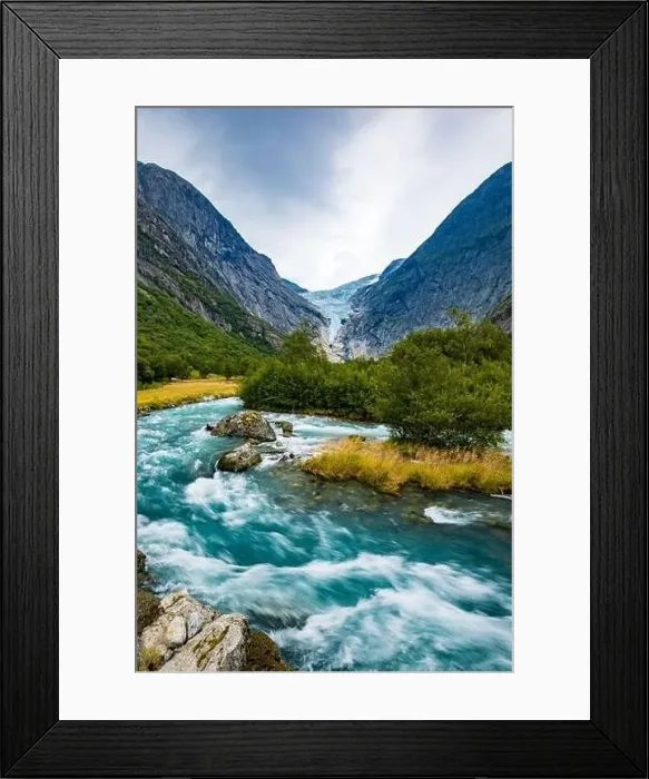 Framed Print : Briksdalsbreen is a glacier arm of Jostedalsbreen, and a lake, Briksdalsbre, Norway Framed Print : Briksdalsbreen is a glacier arm of Jostedalsbreen, and a lake, Briksdalsbre, Norway