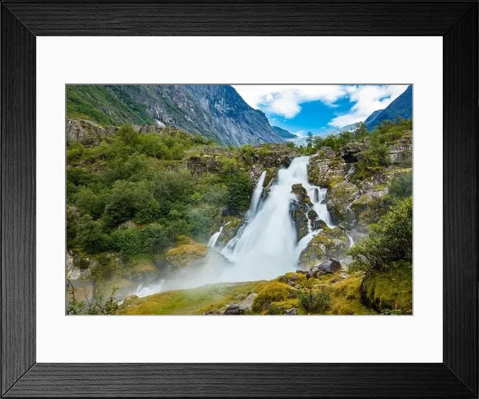 Framed Print : Briksdalsbreen is a glacier arm of Jostedalsbreen, and a lake, Briksdalsbre, Norway Framed Print : Briksdalsbreen is a glacier arm of Jostedalsbreen, and a lake, Briksdalsbre, Norway