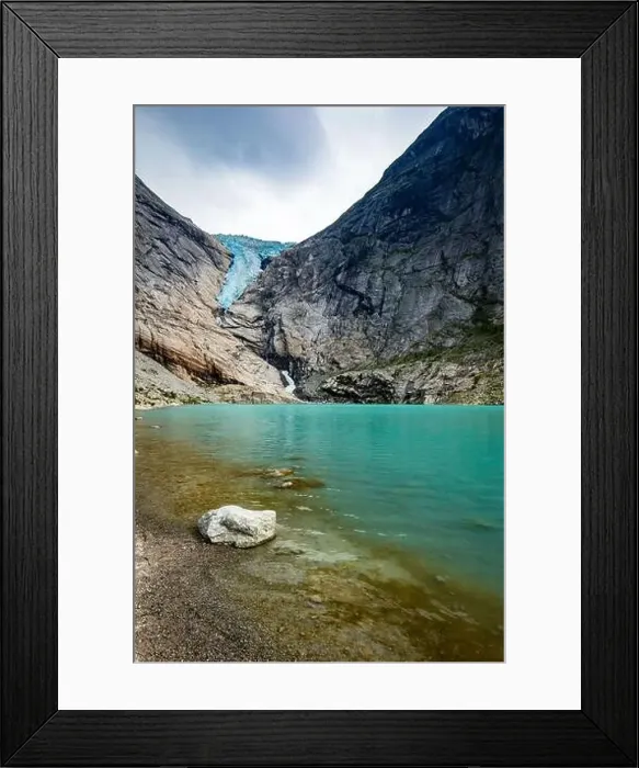 Framed Print : Briksdalsbreen is a glacier arm of Jostedalsbreen, and a lake, Briksdalsbre, Norway Framed Print : Briksdalsbreen is a glacier arm of Jostedalsbreen, and a lake, Briksdalsbre, Norway