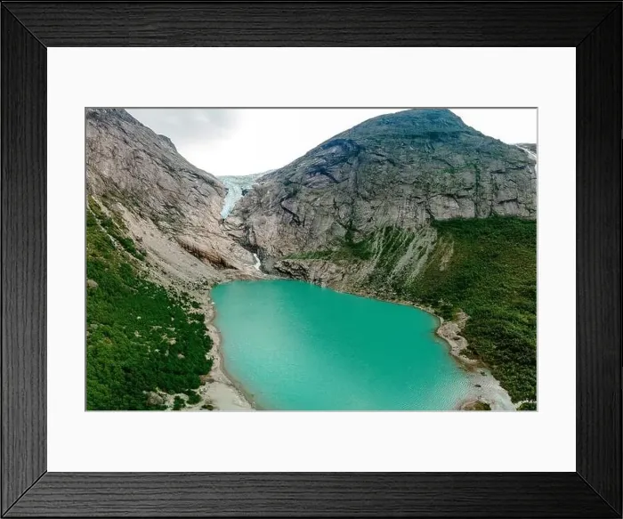 Framed Print : Briksdalsbreen is a glacier arm of Jostedalsbreen, and a lake, Briksdalsbre, Norway Framed Print : Briksdalsbreen is a glacier arm of Jostedalsbreen, and a lake, Briksdalsbre, Norway