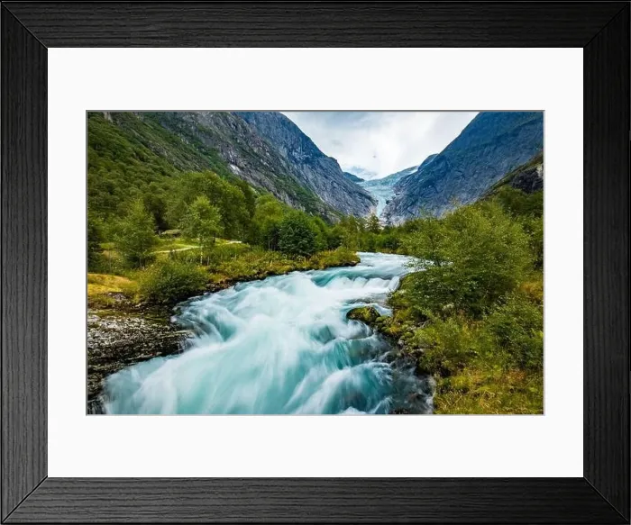 Framed Print : Briksdalsbreen is a glacier arm of Jostedalsbreen, and a lake, Briksdalsbre, Norway Framed Print : Briksdalsbreen is a glacier arm of Jostedalsbreen, and a lake, Briksdalsbre, Norway