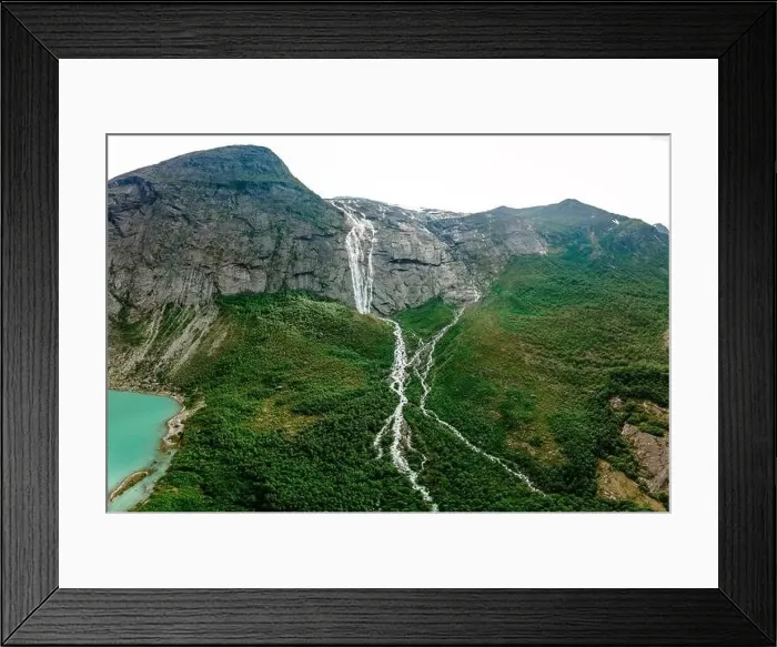 Framed Print : Briksdalsbreen is a glacier arm of Jostedalsbreen, and a lake, Briksdalsbre, Norway Framed Print : Briksdalsbreen is a glacier arm of Jostedalsbreen, and a lake, Briksdalsbre, Norway