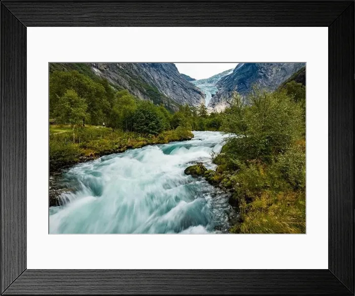 Framed Print : Briksdalsbreen is a glacier arm of Jostedalsbreen, and a lake, Briksdalsbre, Norway Framed Print : Briksdalsbreen is a glacier arm of Jostedalsbreen, and a lake, Briksdalsbre, Norway