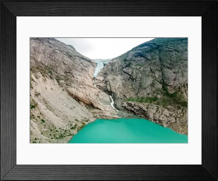 Framed Print : Briksdalsbreen is a glacier arm of Jostedalsbreen, and a lake, Briksdalsbre, Norway Framed Print : Briksdalsbreen is a glacier arm of Jostedalsbreen, and a lake, Briksdalsbre, Norway