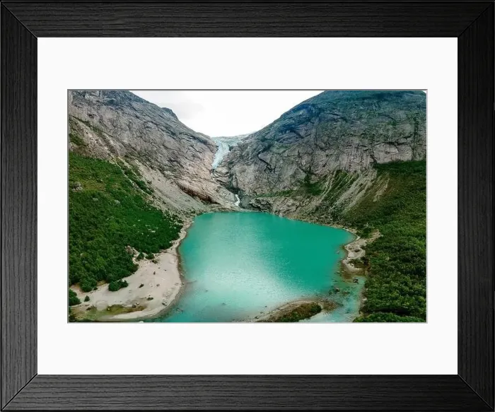 Framed Print : Briksdalsbreen is a glacier arm of Jostedalsbreen, and a lake, Briksdalsbre, Norway Framed Print : Briksdalsbreen is a glacier arm of Jostedalsbreen, and a lake, Briksdalsbre, Norway