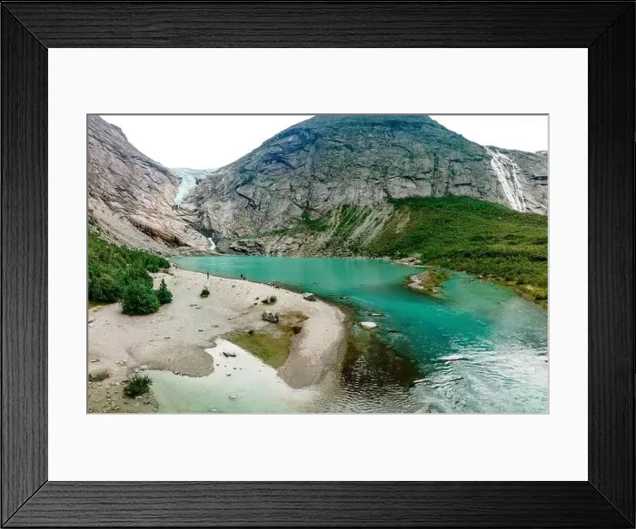 Framed Print : Briksdalsbreen is a glacier arm of Jostedalsbreen, and a lake, Briksdalsbre, Norway Framed Print : Briksdalsbreen is a glacier arm of Jostedalsbreen, and a lake, Briksdalsbre, Norway