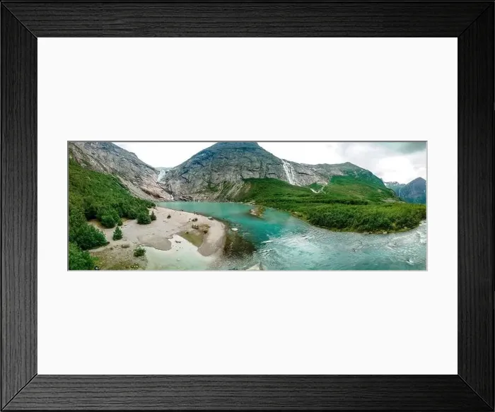 Framed Print : Briksdalsbreen is a glacier arm of Jostedalsbreen, and a lake, Briksdalsbre, Norway Framed Print : Briksdalsbreen is a glacier arm of Jostedalsbreen, and a lake, Briksdalsbre, Norway