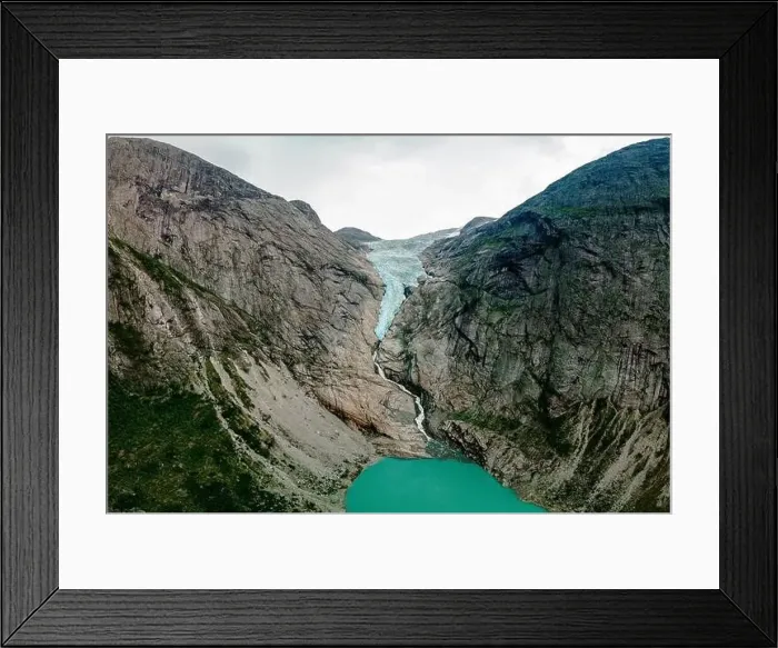 Framed Print : Briksdalsbreen is a glacier arm of Jostedalsbreen, and a lake, Briksdalsbre, Norway Framed Print : Briksdalsbreen is a glacier arm of Jostedalsbreen, and a lake, Briksdalsbre, Norway