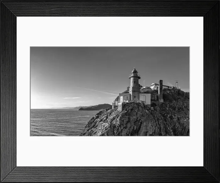Framed Print : Santa Catalina lighthouse in Lekeitio, Basque country - drone aerial view, black and white Framed Print : Santa Catalina lighthouse in Lekeitio, Basque country - drone aerial view, black and white