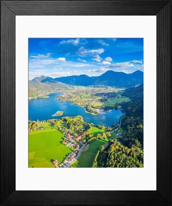 Framed Print : Tegernsee lake in the Bavarian Alps. Aerial Panorama. Autumn. Germany Framed Print : Tegernsee lake in the Bavarian Alps. Aerial Panorama. Autumn. Germany