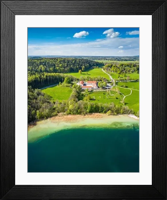 Framed Print : Lake Tegernsee in the Bavarian Alps. Aerial Drone Panorama Shot. Spring Framed Print : Lake Tegernsee in the Bavarian Alps. Aerial Drone Panorama Shot. Spring
