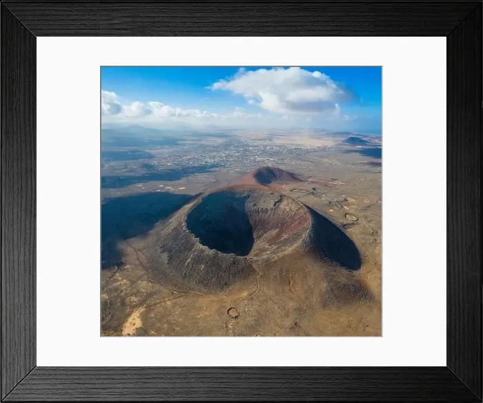 Framed Print : Vulcan Fuerteventura Calderon Hondo and volcanic mountain. Drone Shot Canary Island, Spain Framed Print : Vulcan Fuerteventura Calderon Hondo and volcanic mountain. Drone Shot Canary Island, Spain