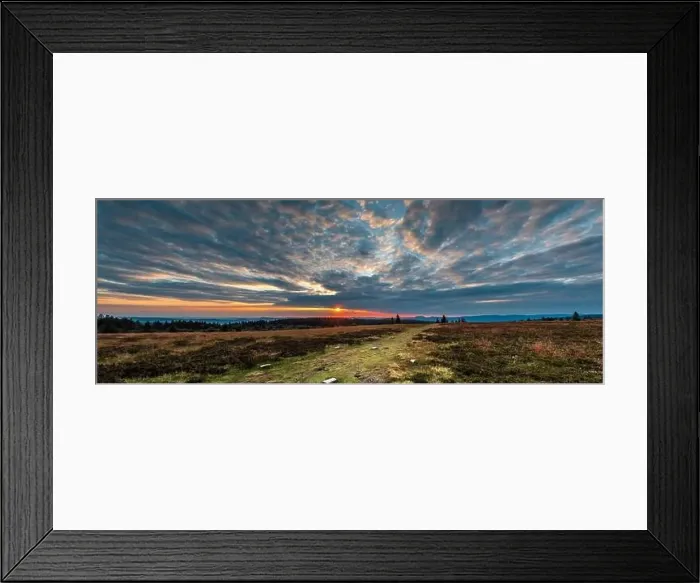 Framed Print : Sunset over the Vosges. Panoramic view from drone, France Framed Print : Sunset over the Vosges. Panoramic view from drone, France