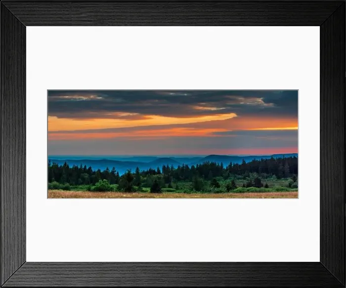Framed Print : Sunset over the Vosges. Panoramic view from drone, France Framed Print : Sunset over the Vosges. Panoramic view from drone, France