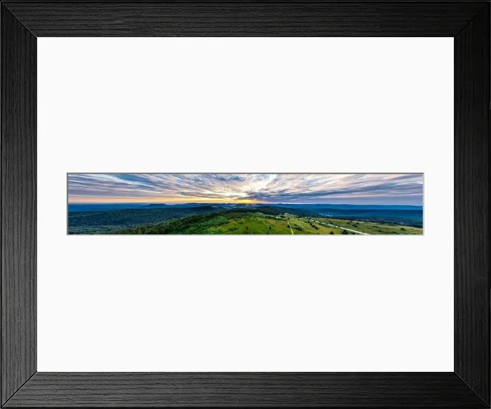 Framed Print : Sunset over the Vosges. Panoramic view from drone, France Framed Print : Sunset over the Vosges. Panoramic view from drone, France