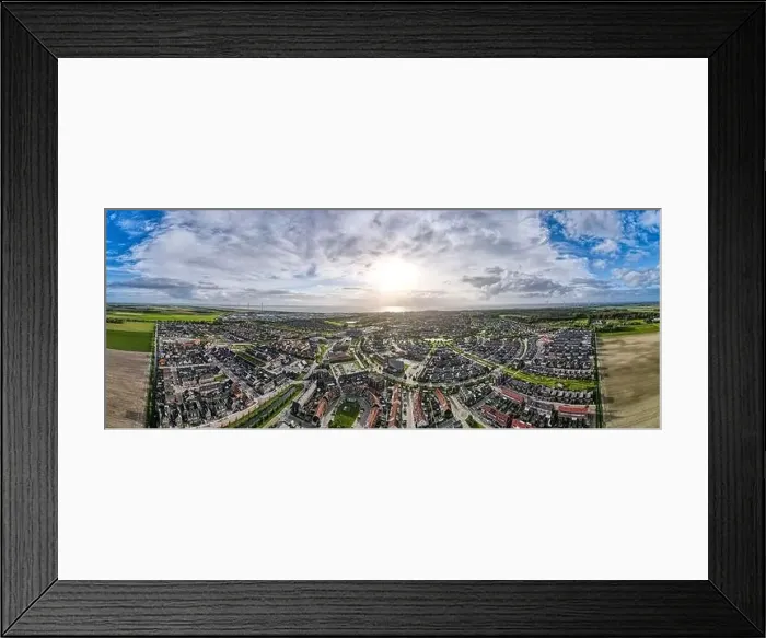 Framed Print : Top view of house Village from Drone capture in the air house is brown roof top Urk netherlands Flevoland Framed Print : Top view of house Village from Drone capture in the air house is brown roof top Urk netherlands Flevoland