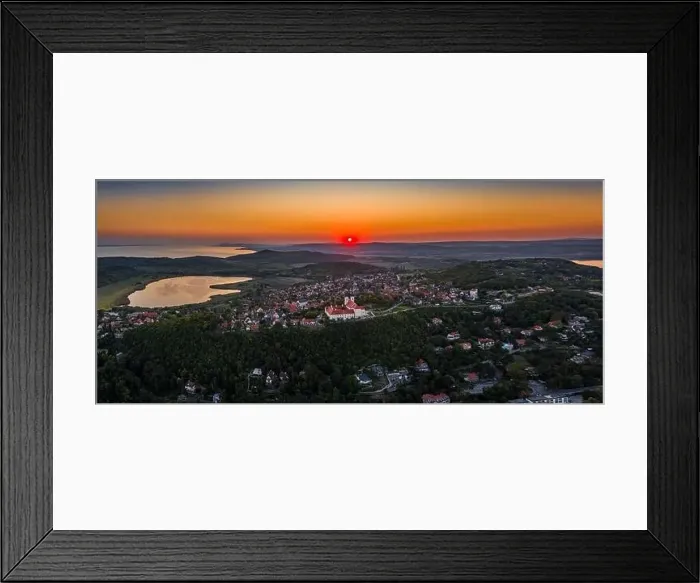 Framed Print : Tihany, Hungary - Aerial panoramic view of Benedictine Monastery of Tihany (Tihany Abbey) Framed Print : Tihany, Hungary - Aerial panoramic view of Benedictine Monastery of Tihany (Tihany Abbey)