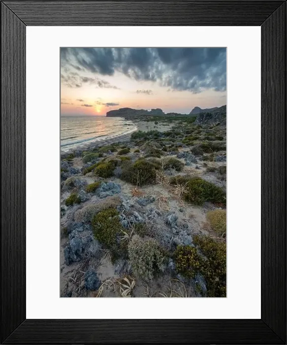 Framed Print : Sunset view near Falasarna beach on Crete island, Greece Framed Print : Sunset view near Falasarna beach on Crete island, Greece