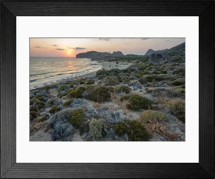 Framed Print : Sunset view near Falasarna beach on Crete island, Greece Framed Print : Sunset view near Falasarna beach on Crete island, Greece
