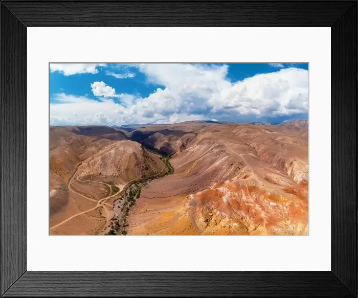 Framed Print : Yellow and red mountains resembling the surface of Mars Framed Print : Yellow and red mountains resembling the surface of Mars
