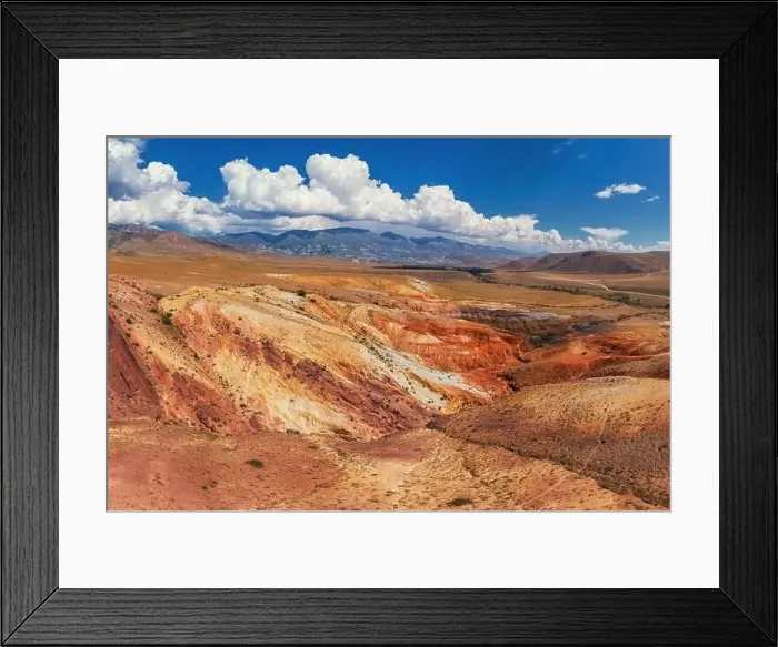 Framed Print : Yellow and red mountains resembling the surface of Mars Framed Print : Yellow and red mountains resembling the surface of Mars