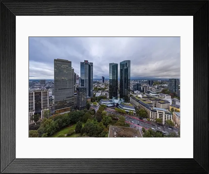 Framed Print : Frankfurt, Germany - October 10th, 2020: Aerial view of cityscape of Frankfurt am Main, Germany Framed Print : Frankfurt, Germany - October 10th, 2020: Aerial view of cityscape of Frankfurt am Main, Germany