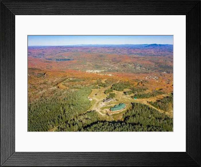 Framed Print : aerial of image of the Summit cafe at Okemo Mountain in the Fall, Ludlow, Vermont Framed Print : aerial of image of the Summit cafe at Okemo Mountain in the Fall, Ludlow, Vermont