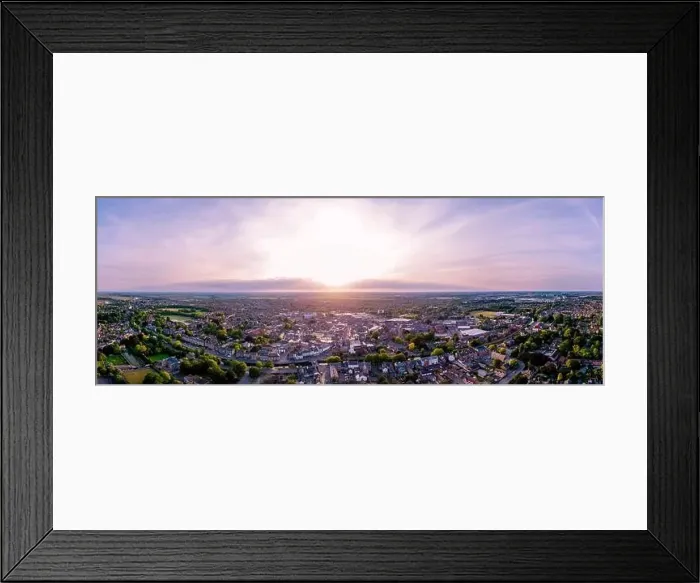 Framed Print : Sunset ariel panorama of the Market Town of Spalding in Lincolnshire Framed Print : Sunset ariel panorama of the Market Town of Spalding in Lincolnshire