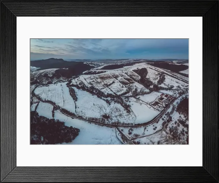 Framed Print : Lower Beskid, Carpathian Mountain Range in winter aerial view Framed Print : Lower Beskid, Carpathian Mountain Range in winter aerial view