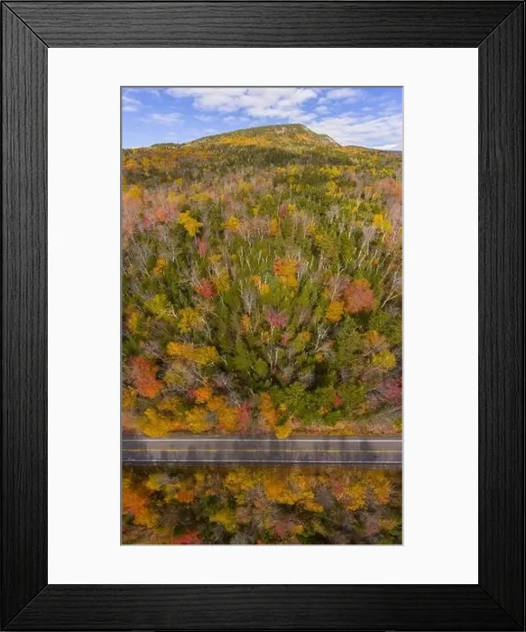 Framed Print : White Mountain National Forest fall foliage on Kancamagus Highway near Hancock Notch aerial view Framed Print : White Mountain National Forest fall foliage on Kancamagus Highway near Hancock Notch aerial view
