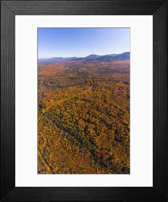Framed Print : White Mountain National Forest fall foliage on Kancamagus Highway aerial view near Sugar Hill Scenic Vista Framed Print : White Mountain National Forest fall foliage on Kancamagus Highway aerial view near Sugar Hill Scenic Vista