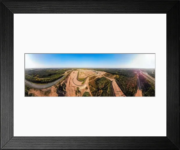 Framed Print : Aerial panoramic view of the race track in Finland