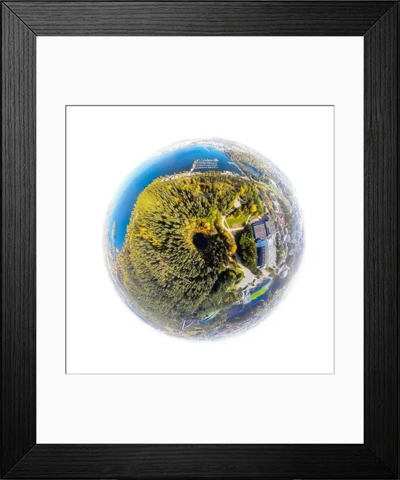 Framed Print : A three dimensional aerial panoramic view of small forest lake Haransilma and harbor on lake Vesijarvi in Lahti Framed Print : A three dimensional aerial panoramic view of small forest lake Haransilma and harbor on lake Vesijarvi in Lahti