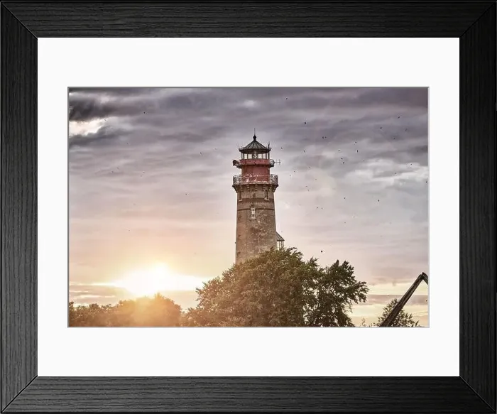Framed Print : drone view of lighthouses in sunset from northern part of island of Ruegen - called Kap Arkona Framed Print : drone view of lighthouses in sunset from northern part of island of Ruegen - called Kap Arkona