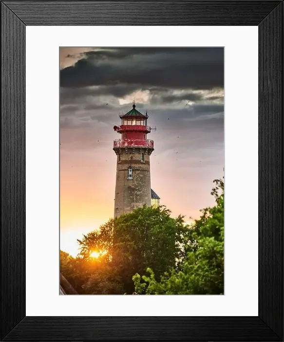 Framed Print : drone view of lighthouses in sunset from northern part of island of Ruegen - called Kap Arkona Framed Print : drone view of lighthouses in sunset from northern part of island of Ruegen - called Kap Arkona