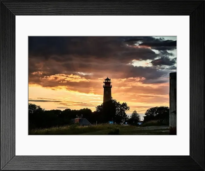 Framed Print : drone view of lighthouses in sunset from northern part of island of Ruegen - called Kap Arkona Framed Print : drone view of lighthouses in sunset from northern part of island of Ruegen - called Kap Arkona