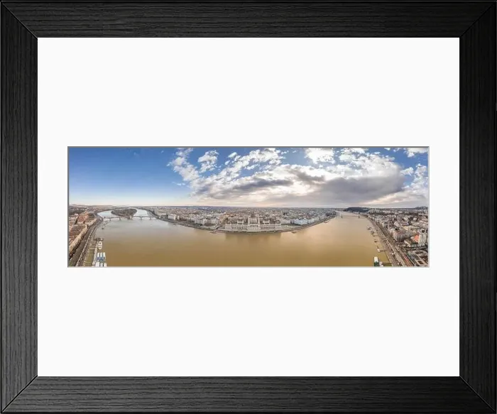 Framed Print : Wide angle aerial drone shot of Hungarian Parliament with clouds in Budapest Winter morning Framed Print : Wide angle aerial drone shot of Hungarian Parliament with clouds in Budapest Winter morning