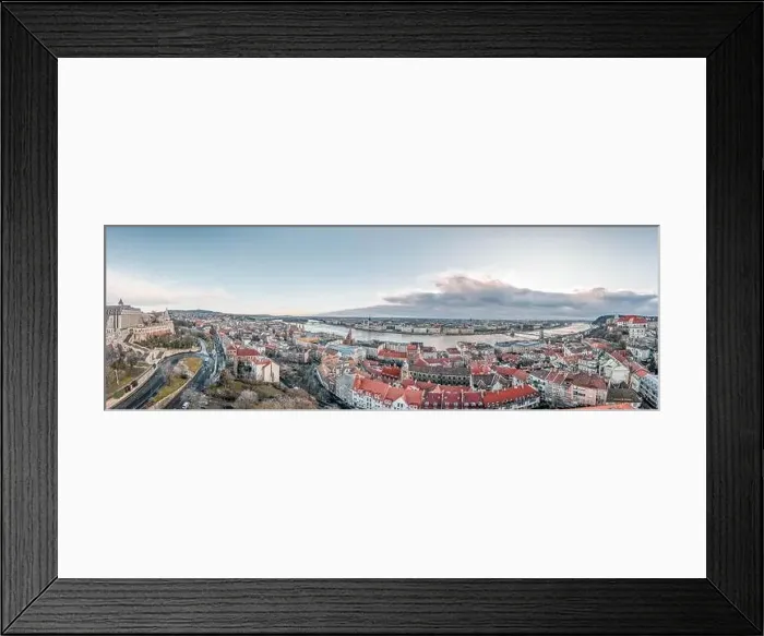 Framed Print : Panoramic aerial view of Danube river from Buda hill in Budapest winter morning Framed Print : Panoramic aerial view of Danube river from Buda hill in Budapest winter morning