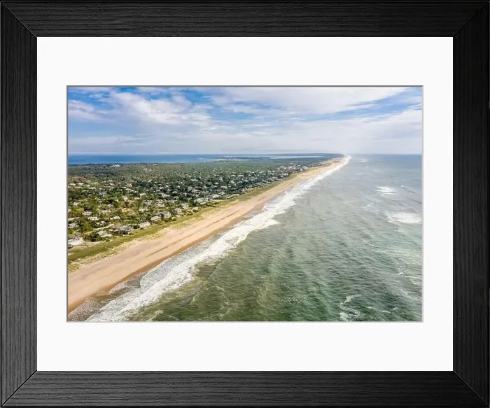 Framed Print : Aerial image of Amagansett and the beach, looking east towards Montauk, NY Framed Print : Aerial image of Amagansett and the beach, looking east towards Montauk, NY