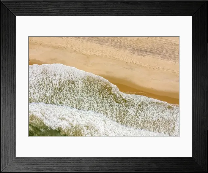 Framed Print : Aerial detail of the waves rolling in on an Amagansett beach, Amagansett, NY Framed Print : Aerial detail of the waves rolling in on an Amagansett beach, Amagansett, NY