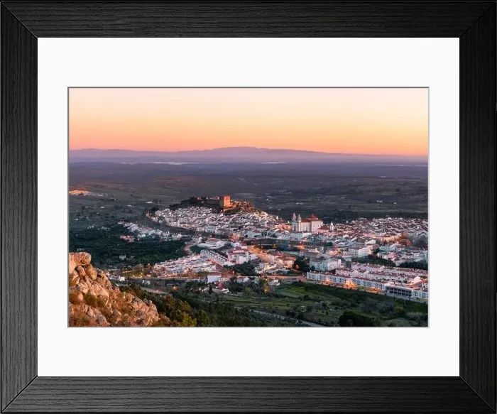 Framed Print : Castelo de Vide in Alentejo, Portugal from Serra de Sao Mamede mountains at sunset Framed Print : Castelo de Vide in Alentejo, Portugal from Serra de Sao Mamede mountains at sunset