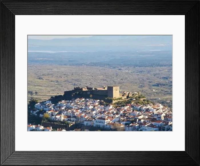 Framed Print : Castelo de Vide castle in Alentejo, Portugal from Serra de Sao Mamede mountains
