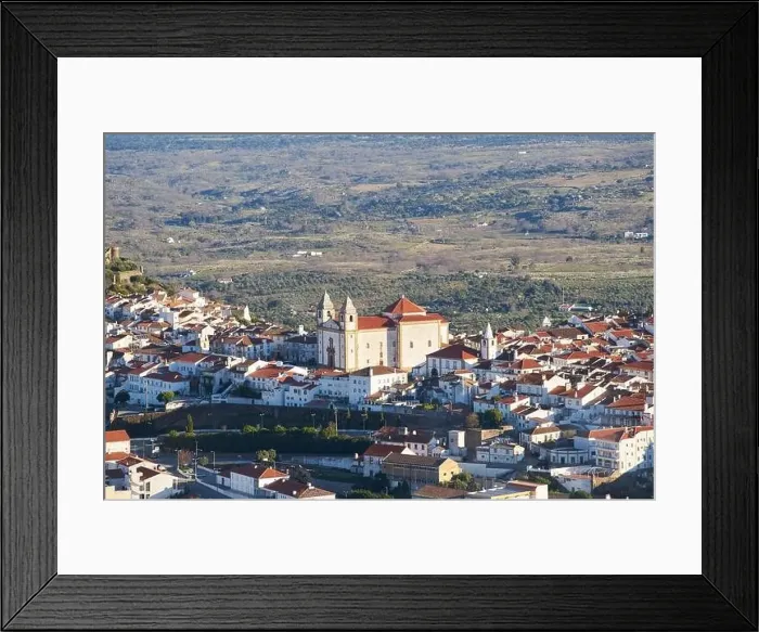 Framed Print : Castelo de Vide church in Alentejo, Portugal from Serra de Sao Mamede mountains Framed Print : Castelo de Vide church in Alentejo, Portugal from Serra de Sao Mamede mountains