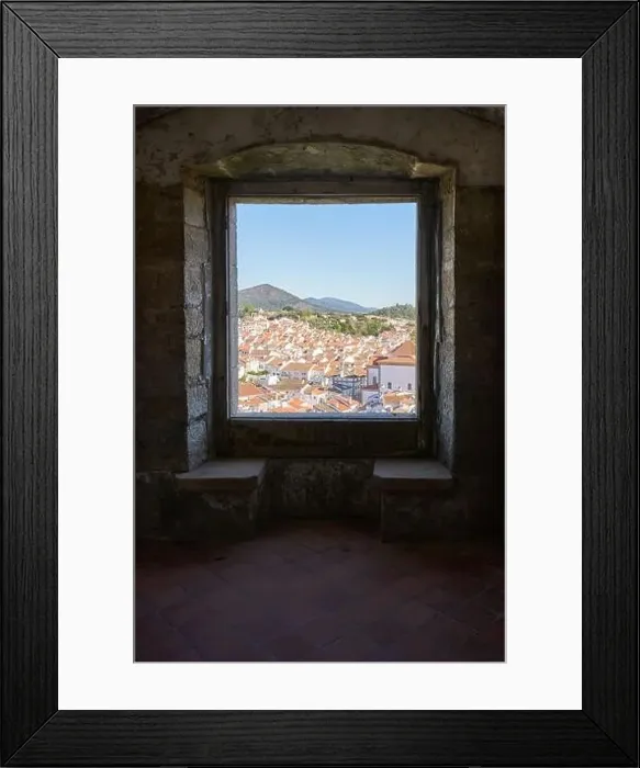Framed Print : View of Castelo de Vide through the window of the castle, in Portugal Framed Print : View of Castelo de Vide through the window of the castle, in Portugal