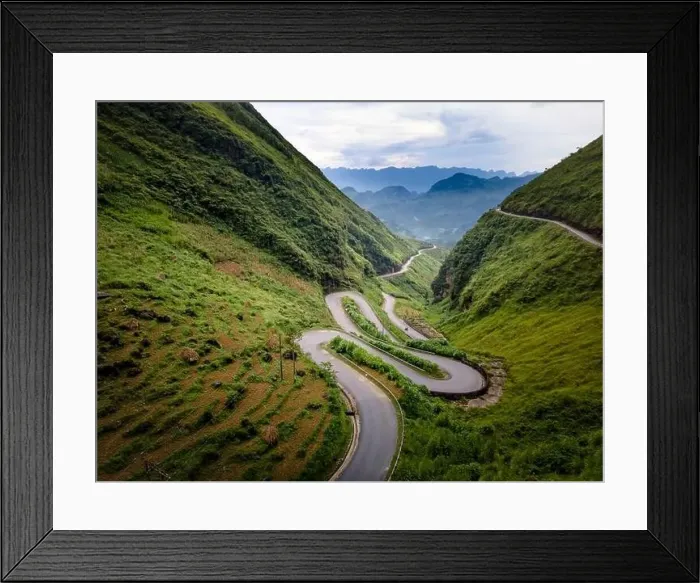 Framed Print : Tham Ma mountain pass in Ha Giang province, north of Vietnam. A famous tourist destination of Ha Giang province Framed Print : Tham Ma mountain pass in Ha Giang province, north of Vietnam. A famous tourist destination of Ha Giang province