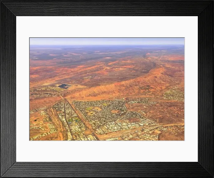 Framed Print : Aerial view of Alice Springs city of Red Centre desert with Macdonnell ranges of Northern Territory in Central Framed Print : Aerial view of Alice Springs city of Red Centre desert with Macdonnell ranges of Northern Territory in Central
