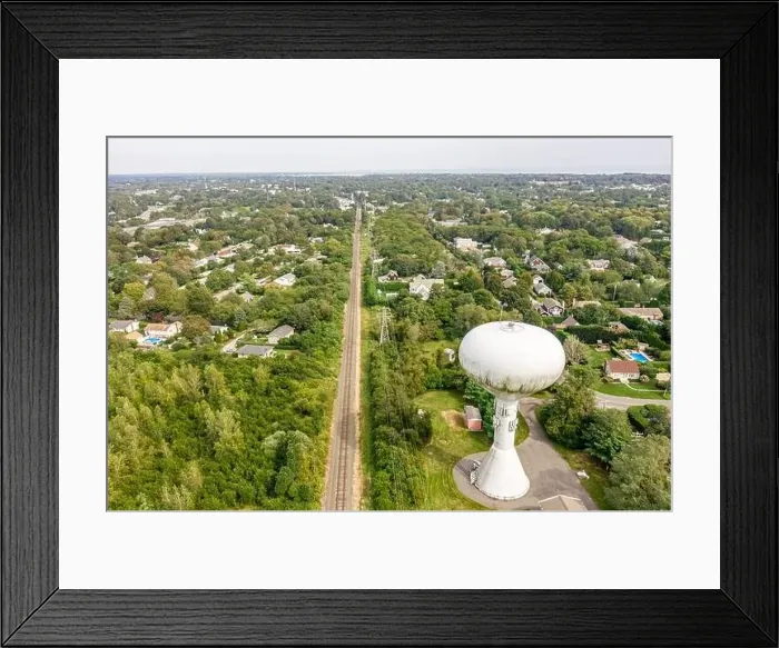 Framed Print : Water tower and LIRR tracks looking west in Southampton, ny Framed Print : Water tower and LIRR tracks looking west in Southampton, ny