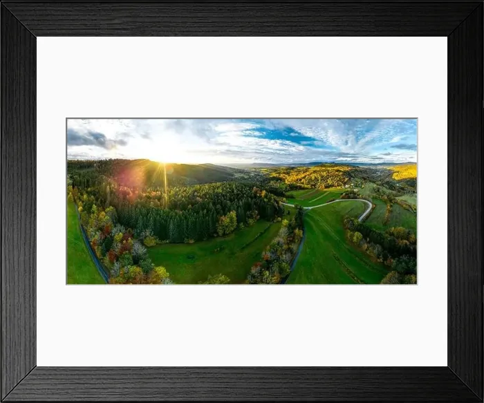 Framed Print : A drone rises above a multi-colored valley in the Vosges Framed Print : A drone rises above a multi-colored valley in the Vosges
