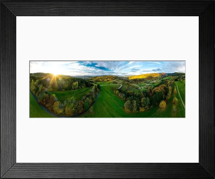 Framed Print : A drone rises above a multi-colored valley in the Vosges Framed Print : A drone rises above a multi-colored valley in the Vosges